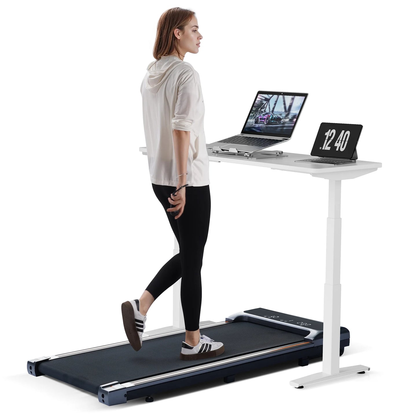 Walking Pad Under Desk Treadmill – 2-in-1 Lightweight Exercise Treadmill with Remote Control, 0.6-3.8 Speed Range for Home & Office Workouts